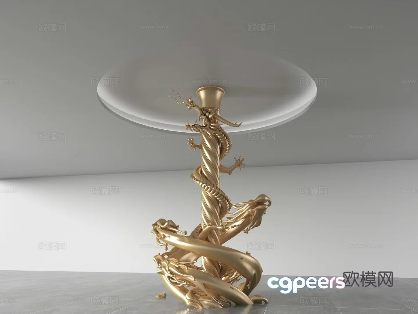Chinese style coiled dragon pillar 3D model