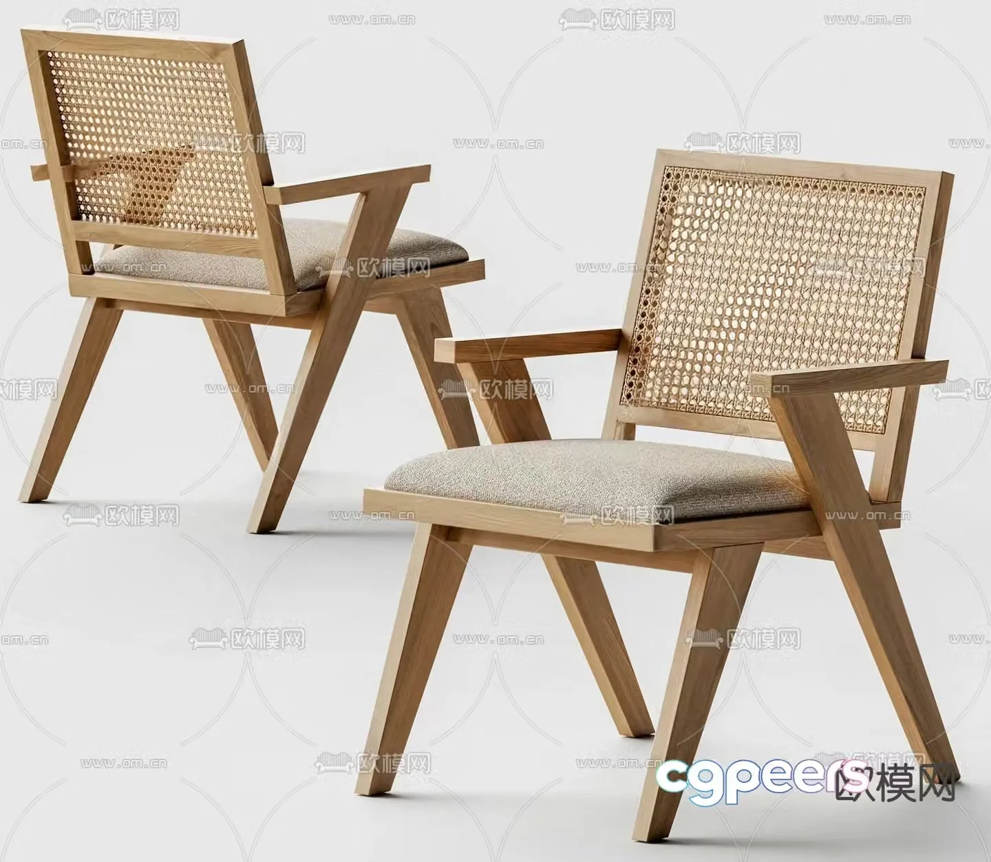 Pierre wabi-sabi chair rattan chair leisure chair 3d model