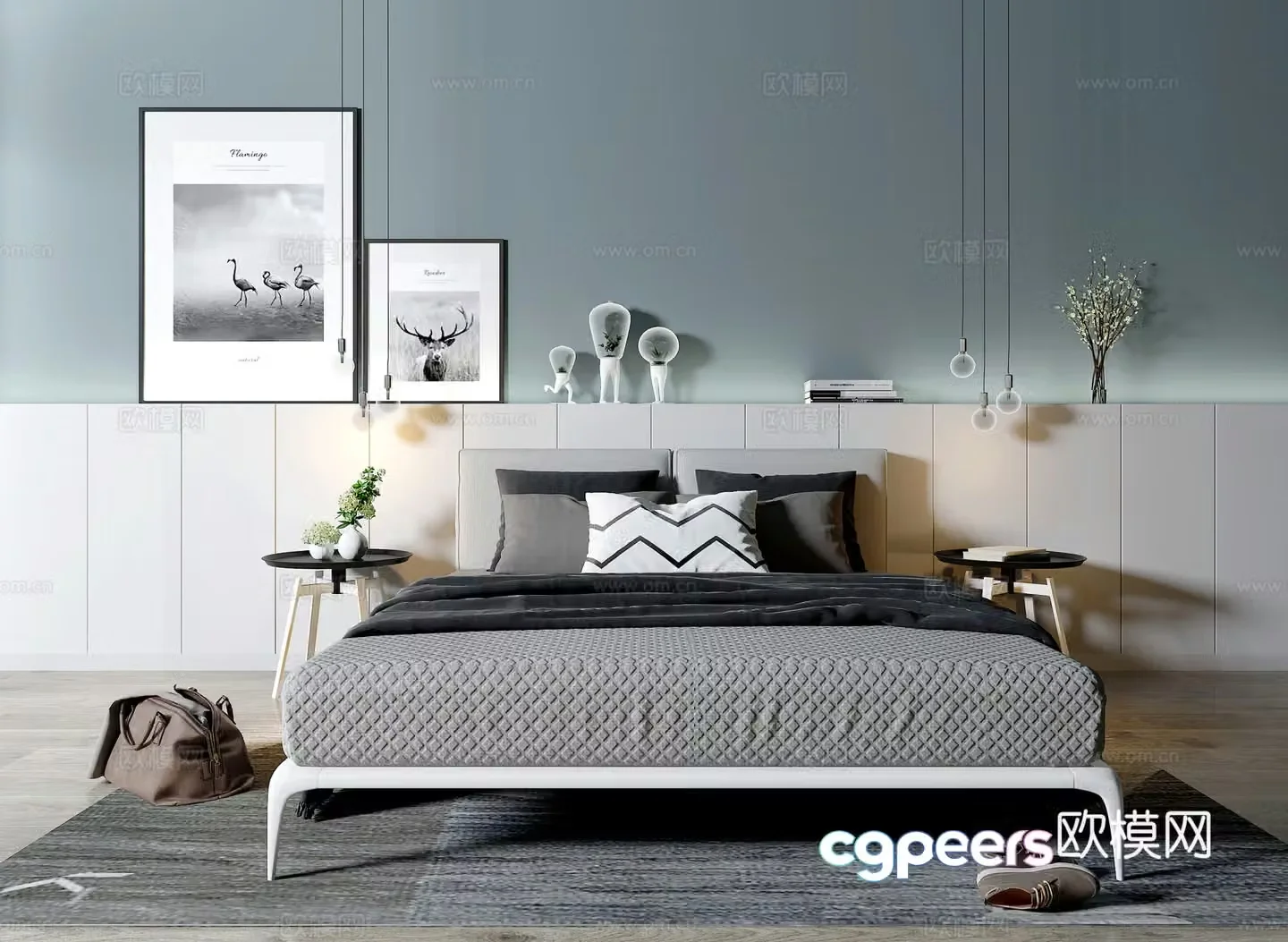 Nordic double bed 3d model