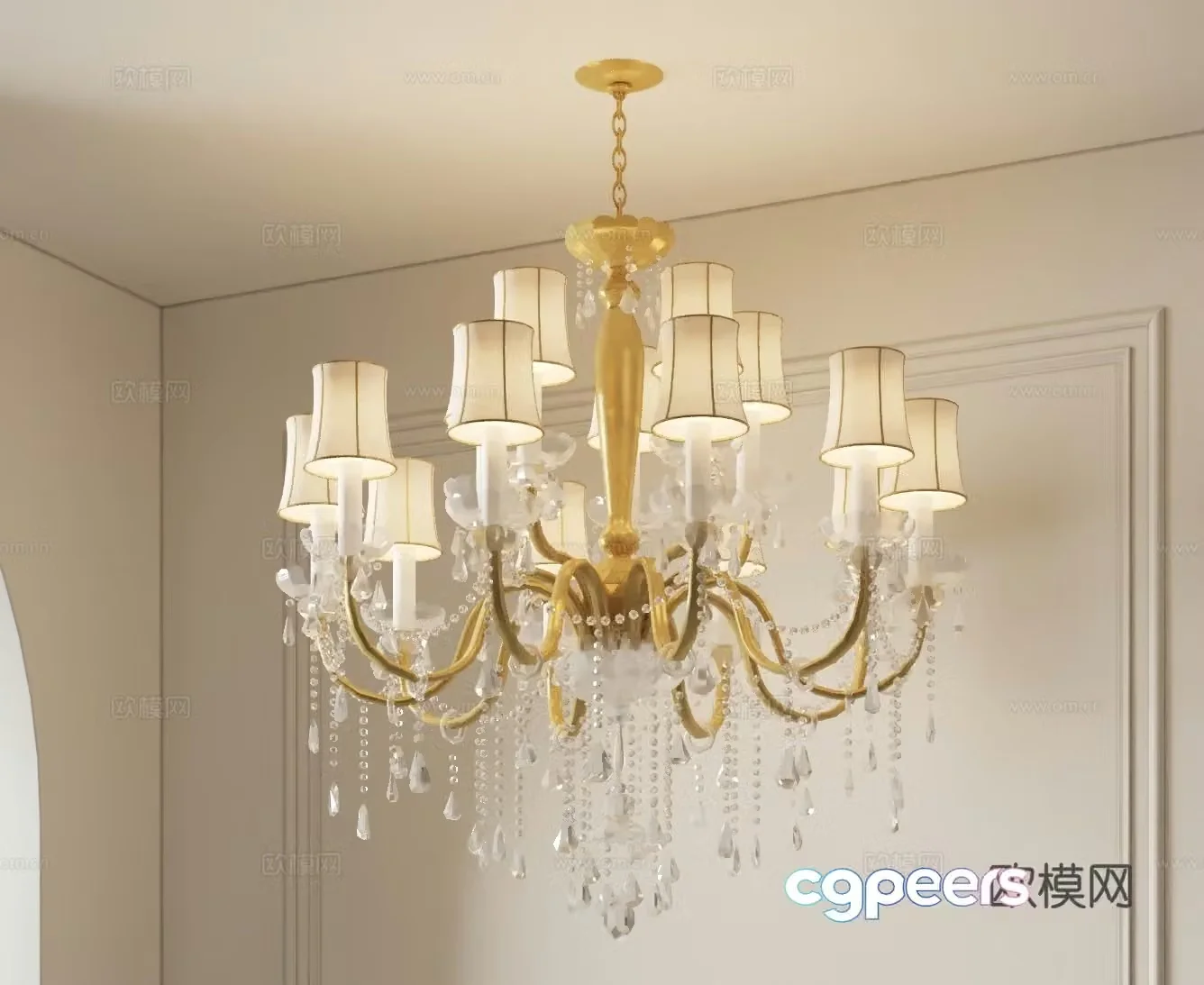 European style chandelier decorative lamp 3d model