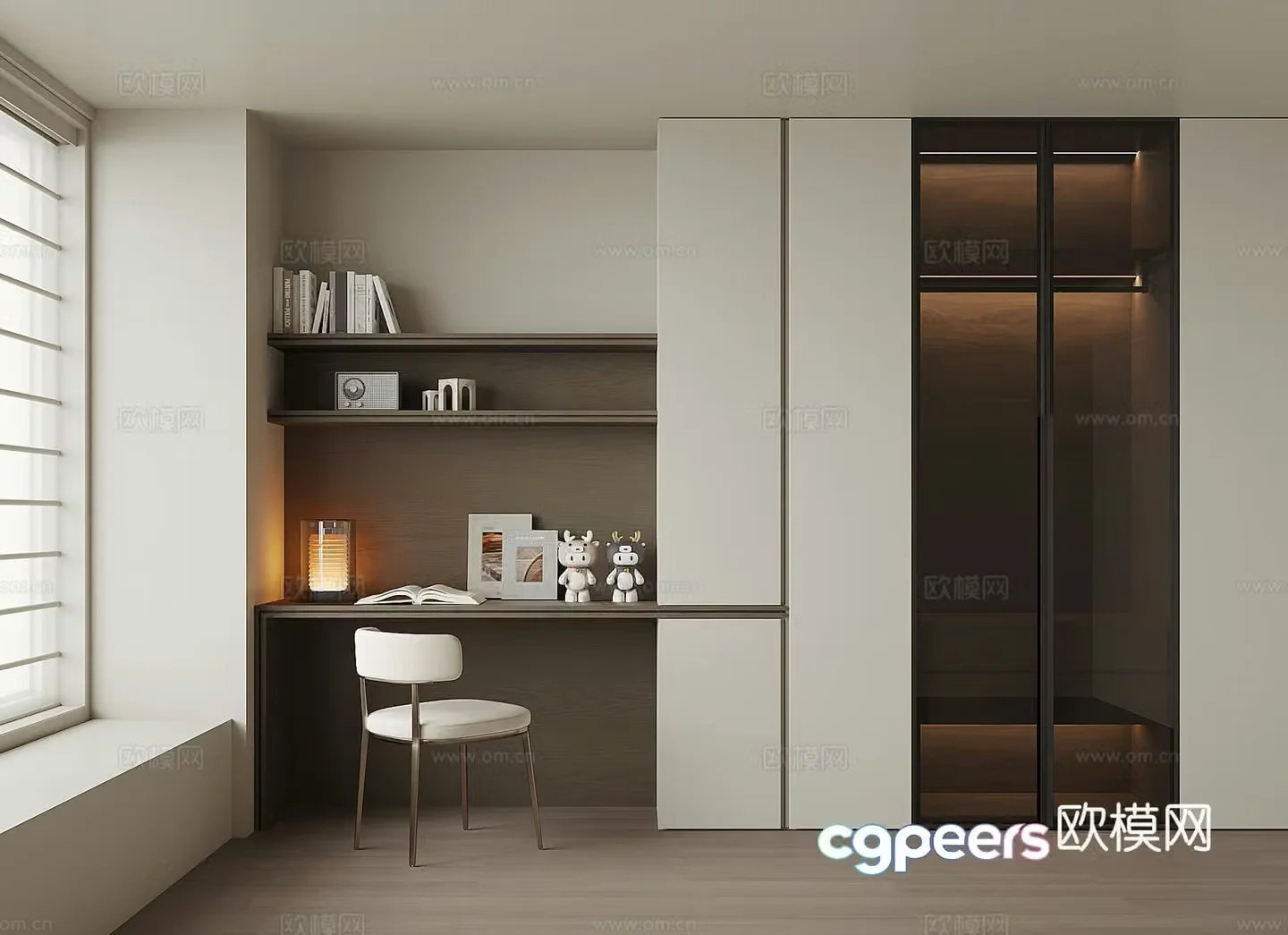 Modern desk integrated wardrobe 3d model