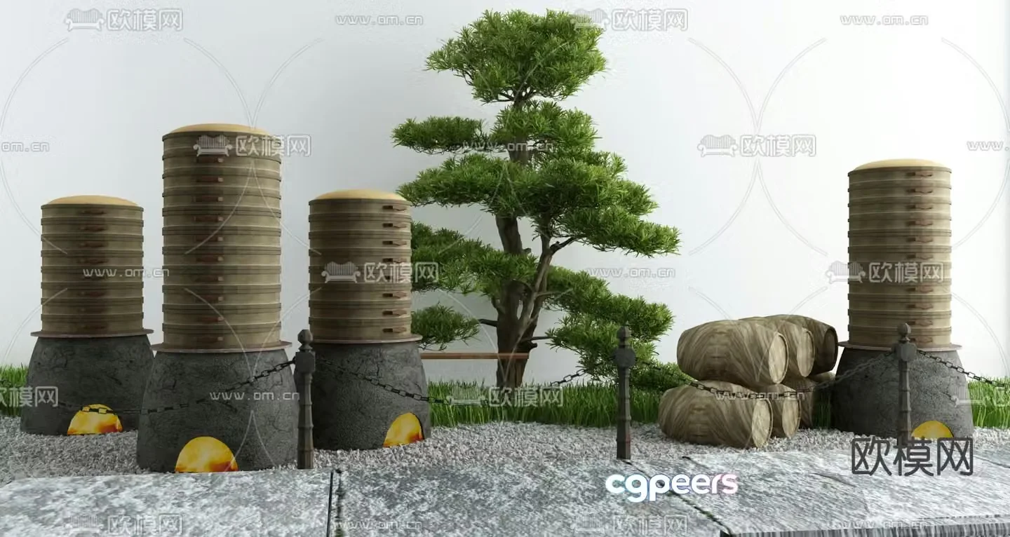 Courtyard landscape sketch 3D model