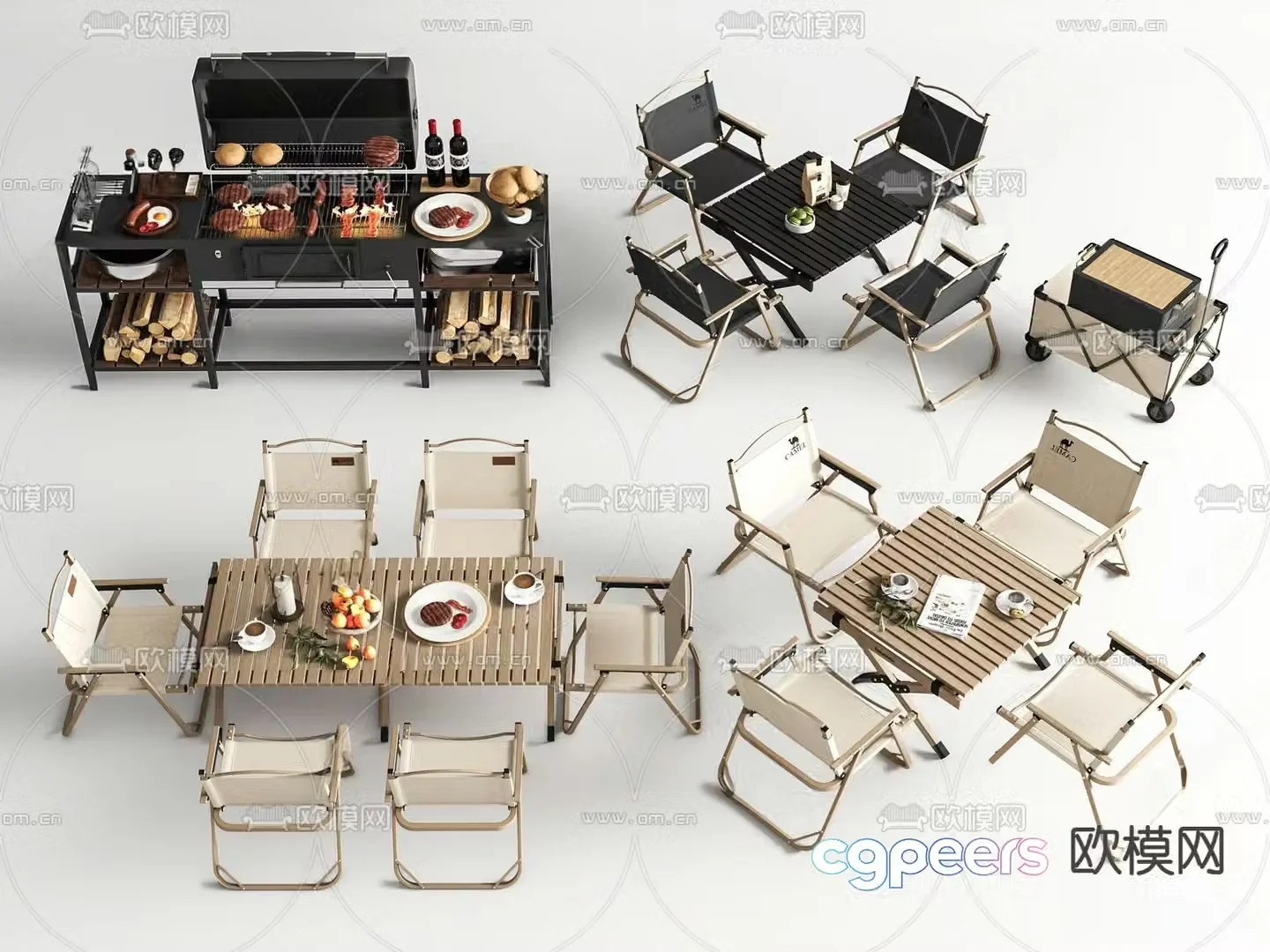 Modern outdoor table and chair 3d model