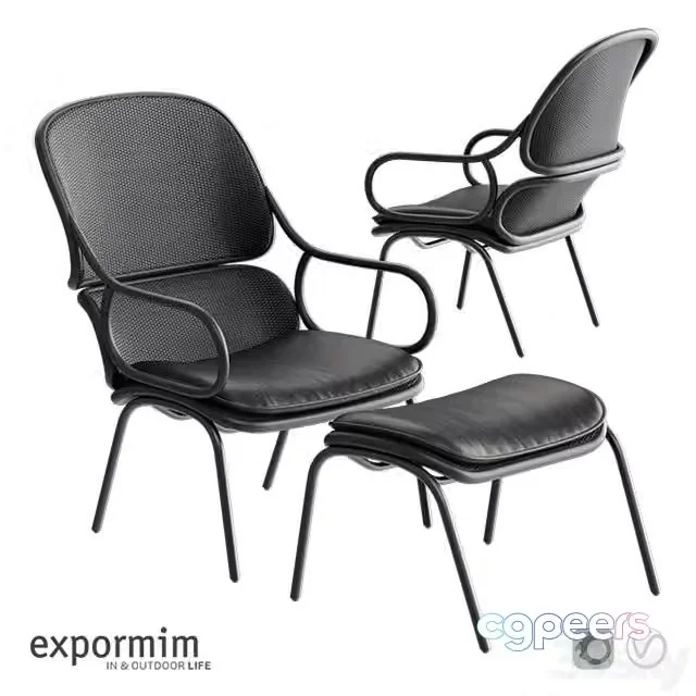 3ds Max Free – Expormim Frames Armchair with footstool
