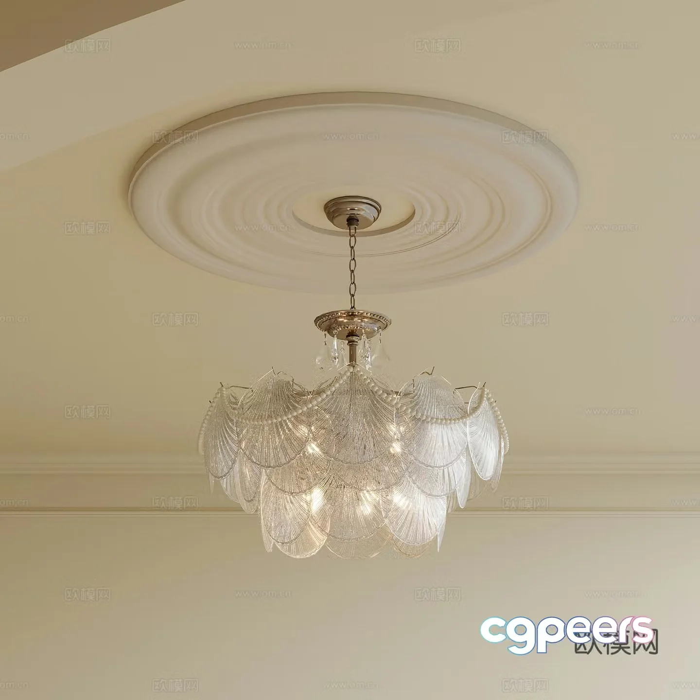 Chandelier French Cream Style Chandelier Crystal Chandelier Decorative Chandelier 3D Model