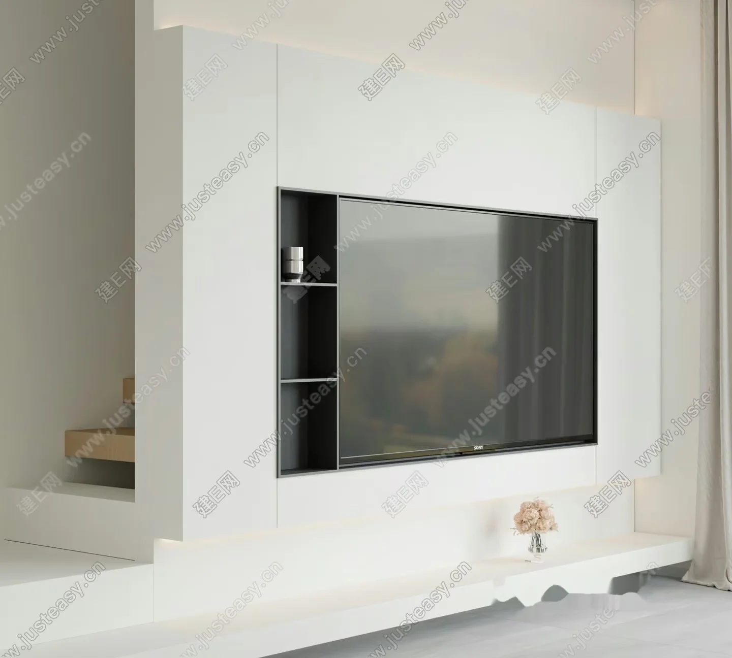 Modern Tv Wall Unit 3D Model – 9783 – VRAY Render