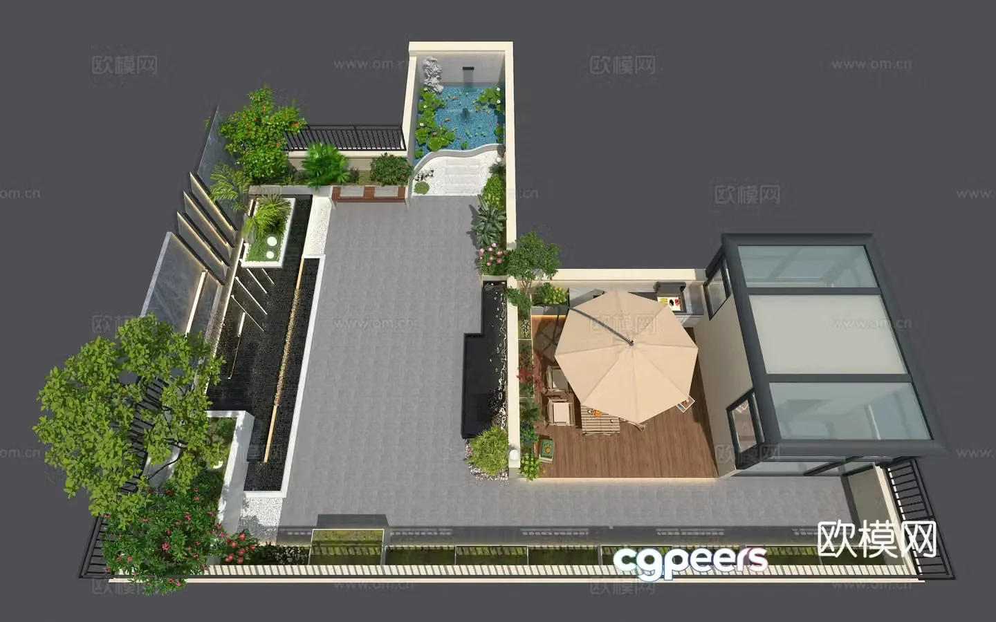 Roof garden 3d model