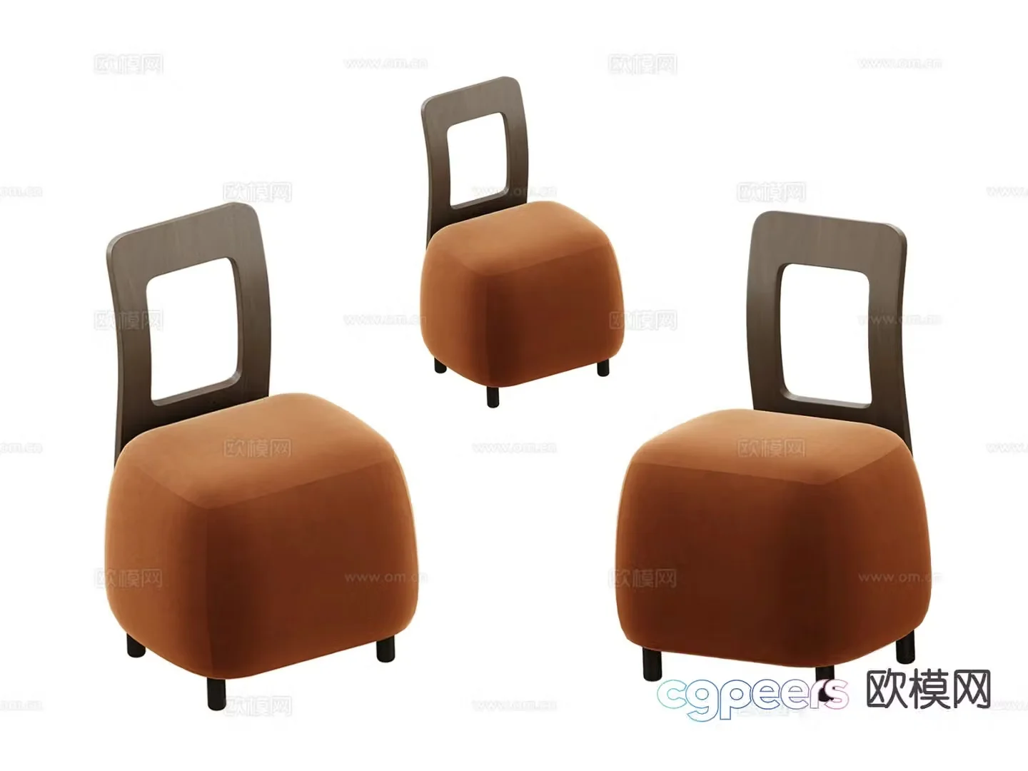 European style small stool leisure chair 3d model