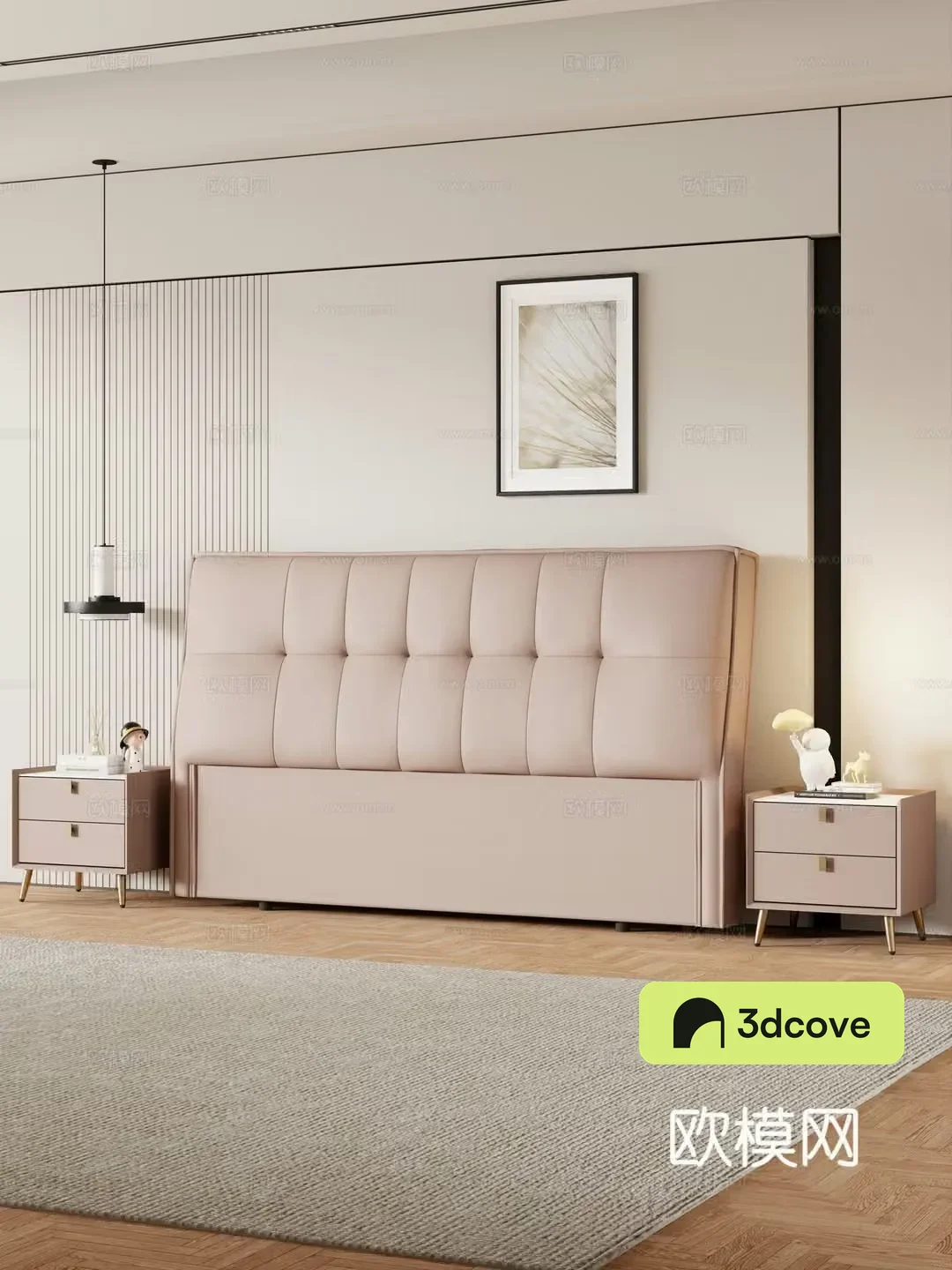Modern bedroom Bedside double bed nightstand