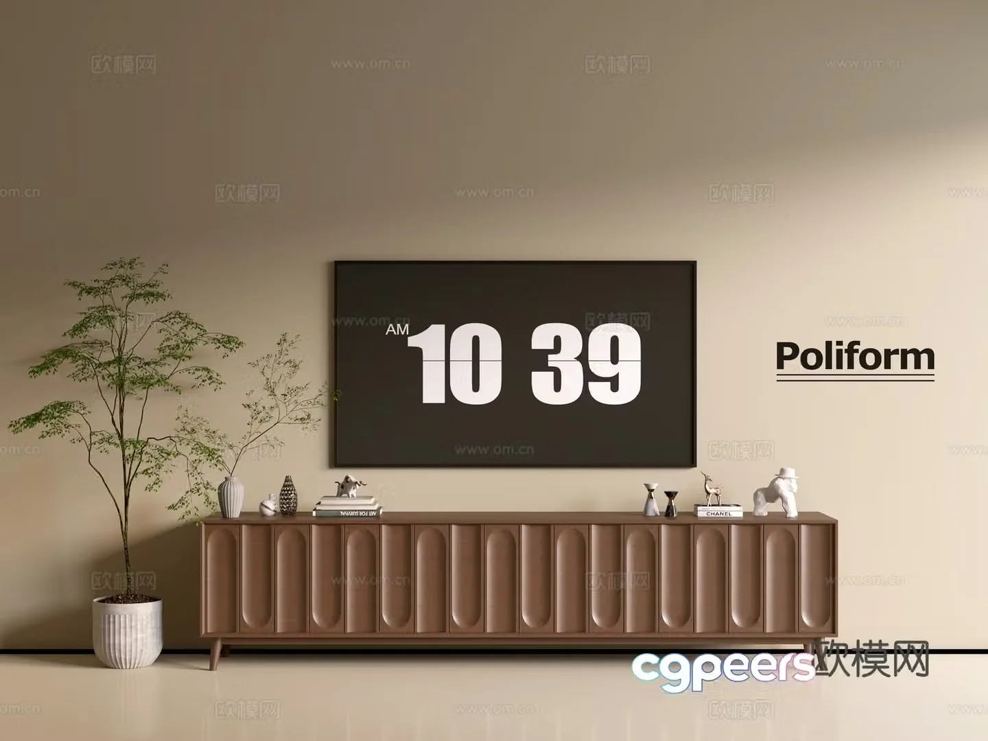 Modern wood grain TV cabinet simple side cabinet chest of drawers low cabinet whole cabinet side cabinet balcony 3D model