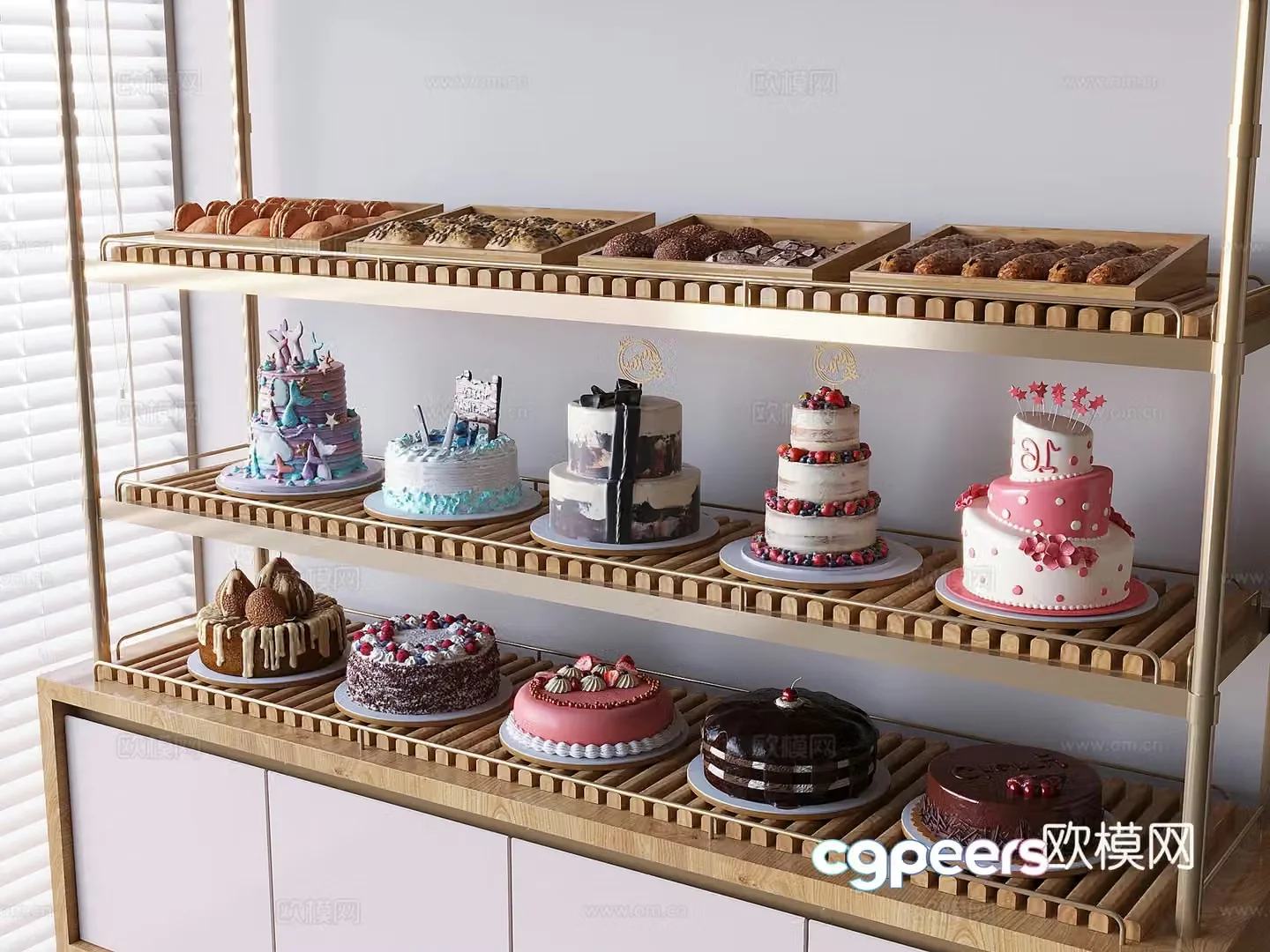 Strawberry Chocolate Cake Dessert Bread Belly Bels Becky Double Birthday Cake 3D Model