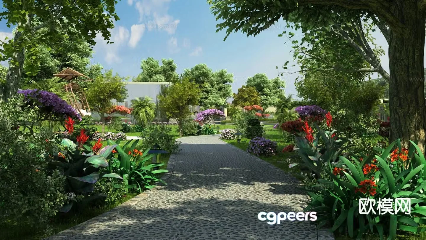Modern park landscape 3d model