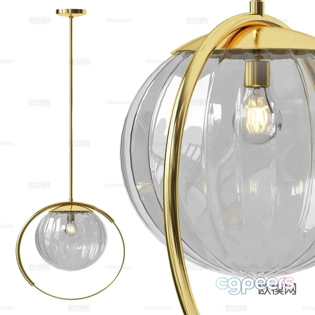 New Chinese style decorative hanging line light 3D model