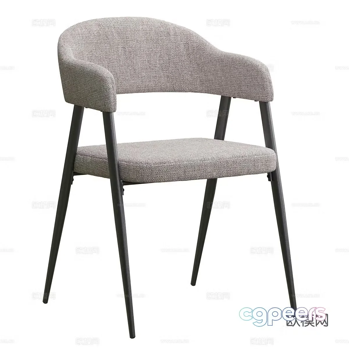 Modern Italian fabric wooden single chair 3d model 3d model