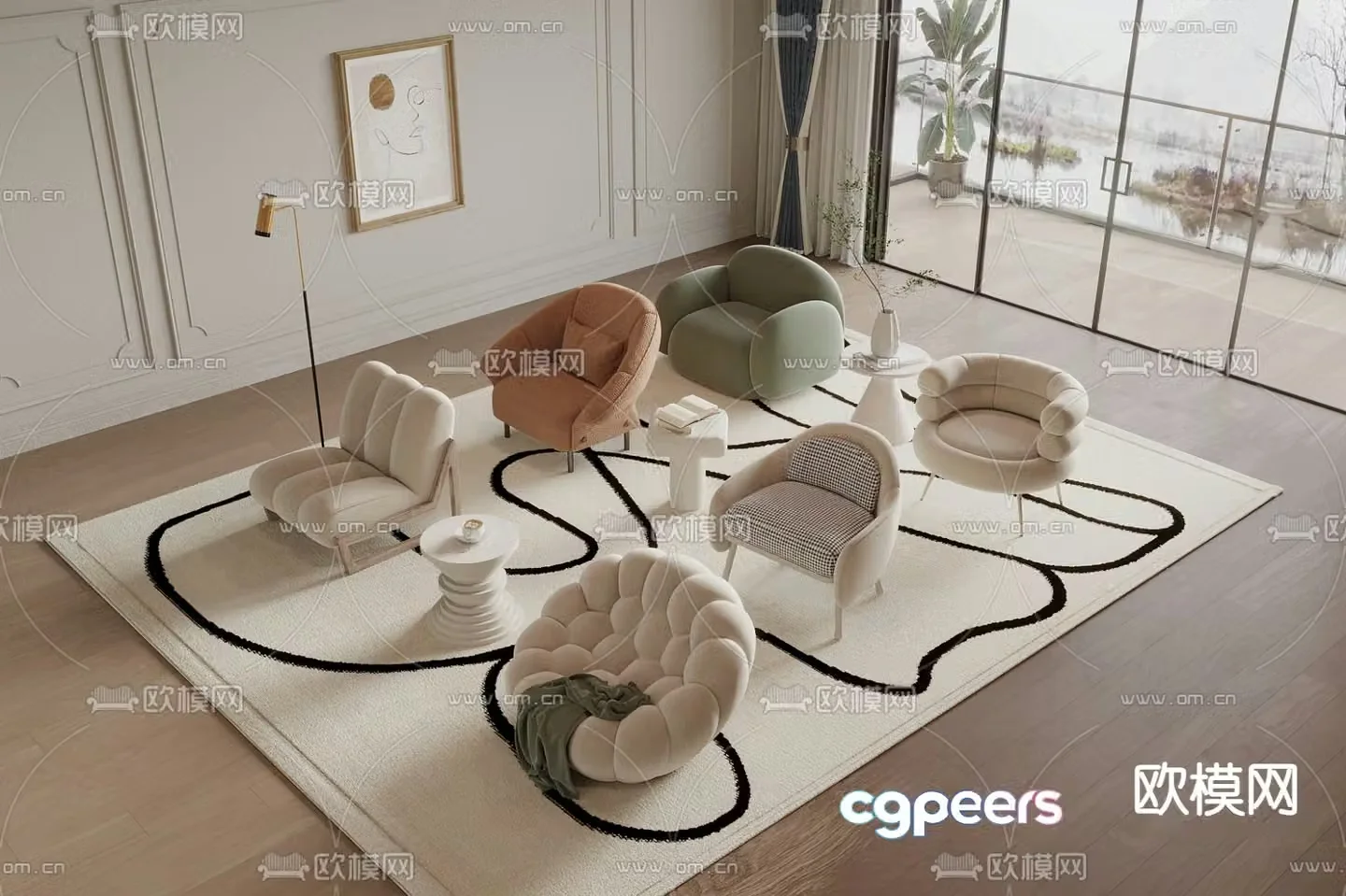 Single sofa leisure sofa leisure chair 3d model