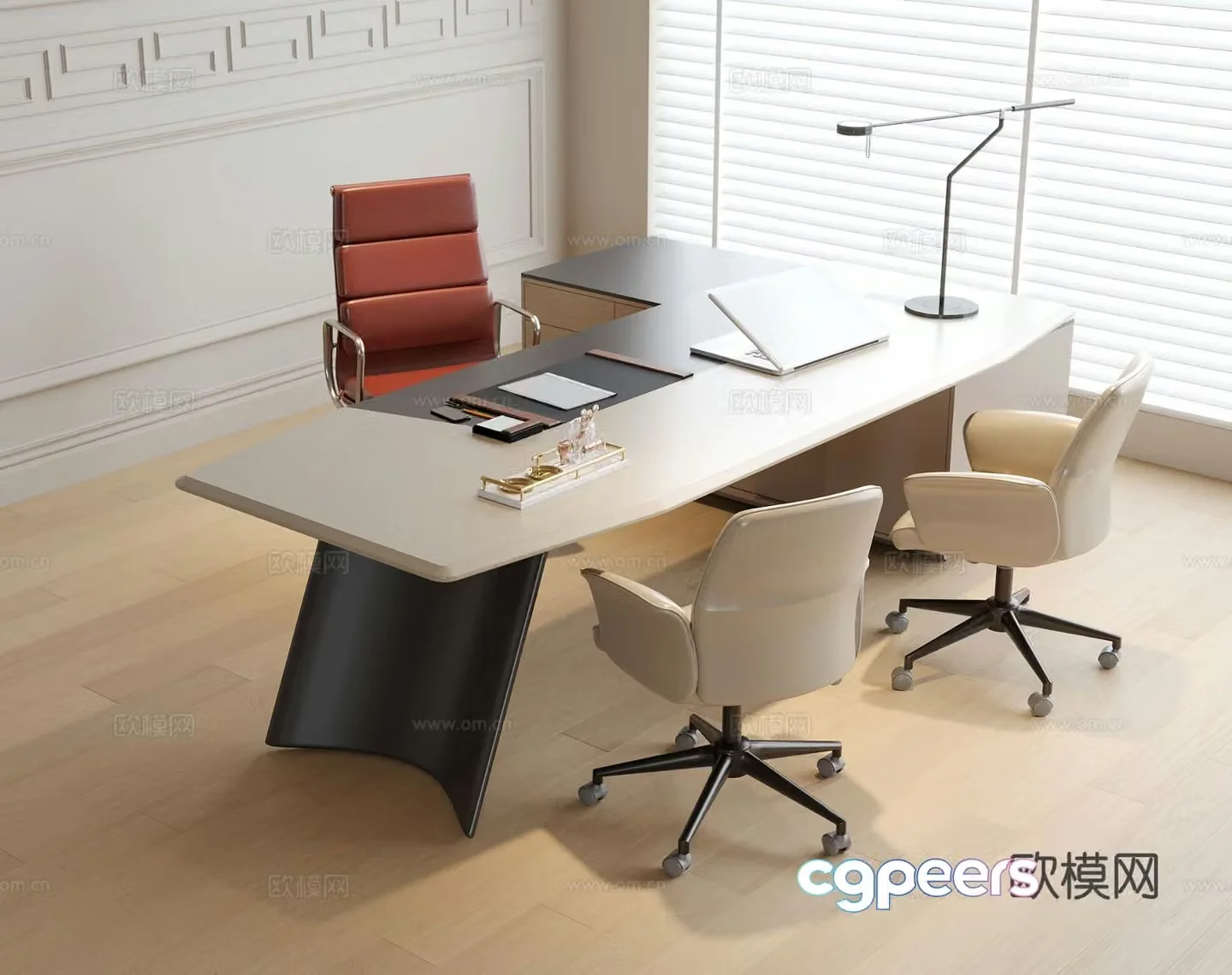 Modern boss desk executive desk 3d model