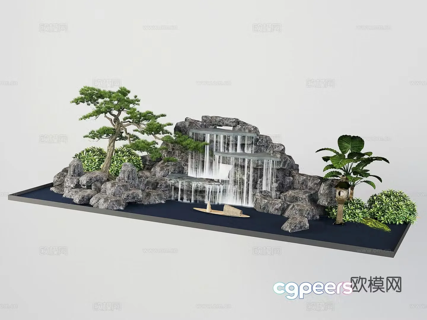 New Chinese style rockery waterscape 3D model
