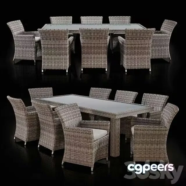 3ds Max Free – Savannah 9 Piece Outdoor Wicker Dining Set