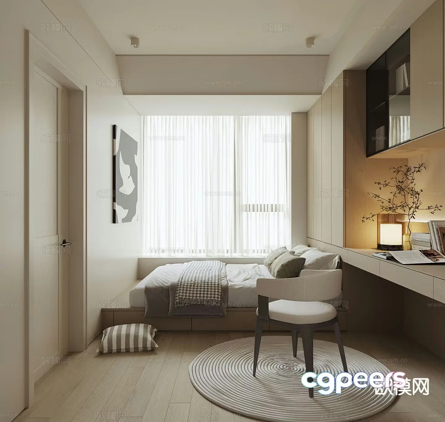 Modern tatami bedroom 3d model