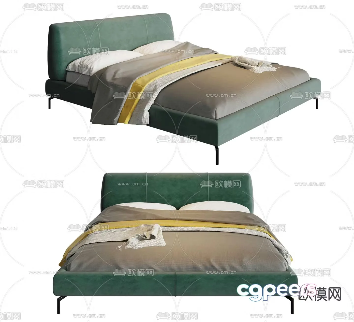 Modern double bed 3d model