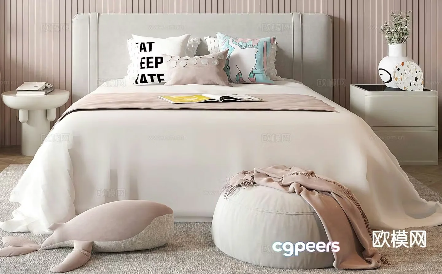 Modern children’s bed girl’s bed 3d model