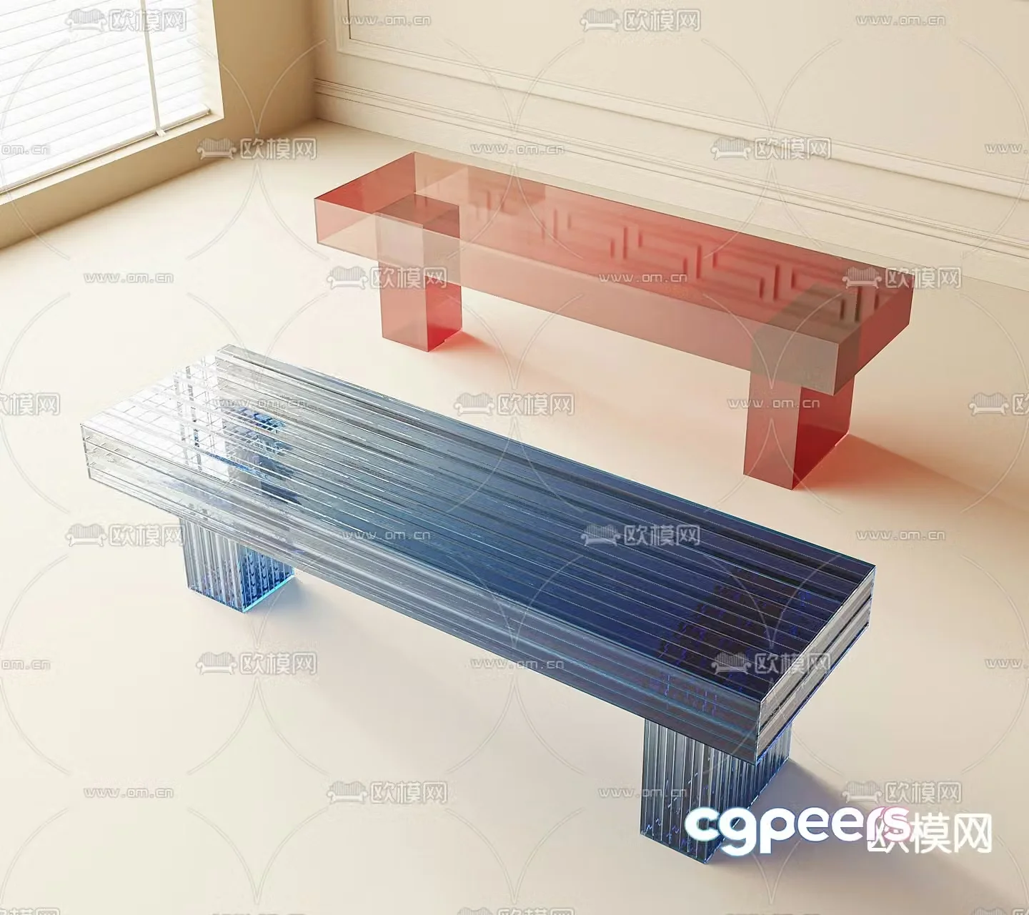 Acrylic bench bench 3d model
