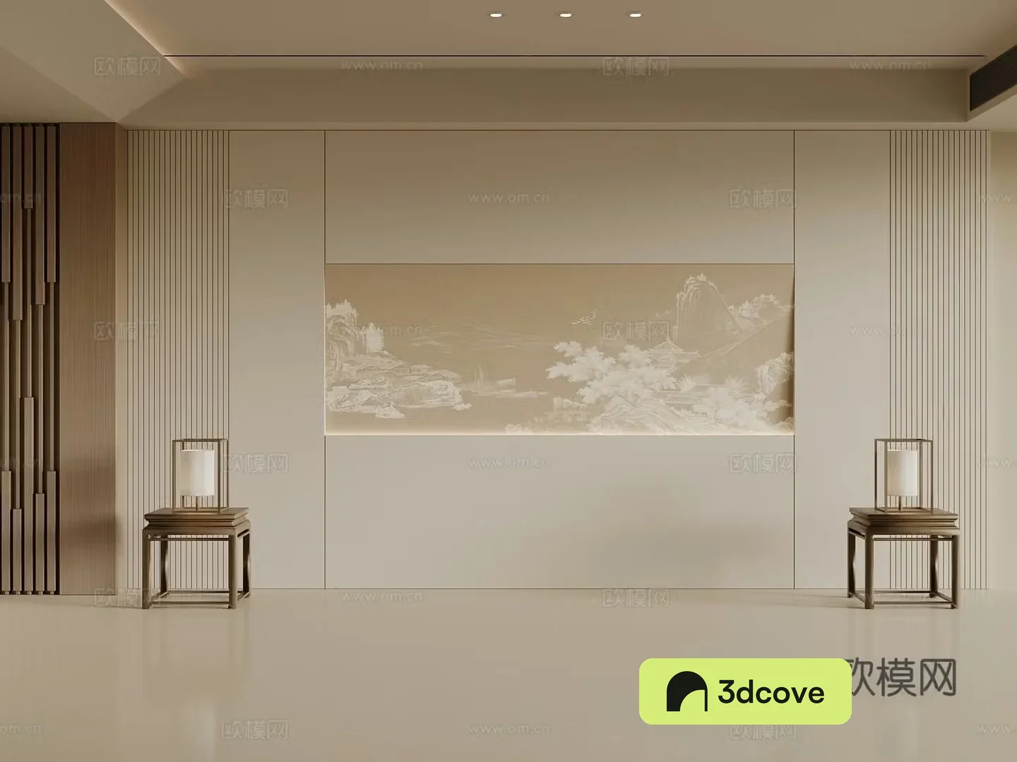 New Chinese sofa background wall wooden background wall