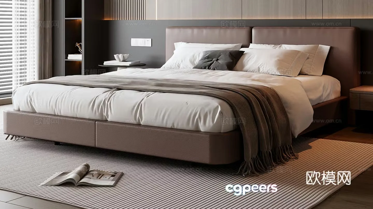 Italian double bed 3d model