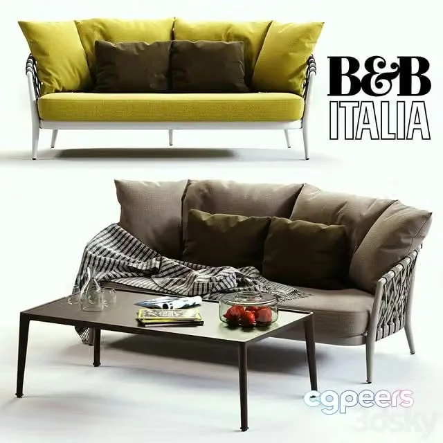 3ds Max Free – B & B Italia ERICA Grey & Yellow Sofa