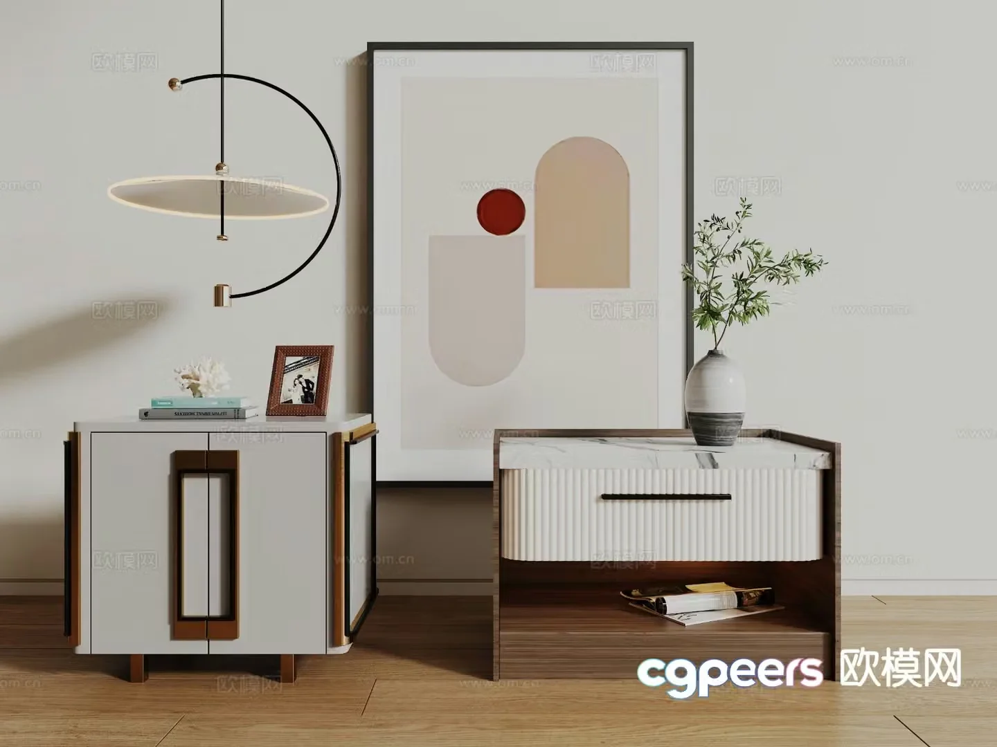 Modern bedside table 3d model
