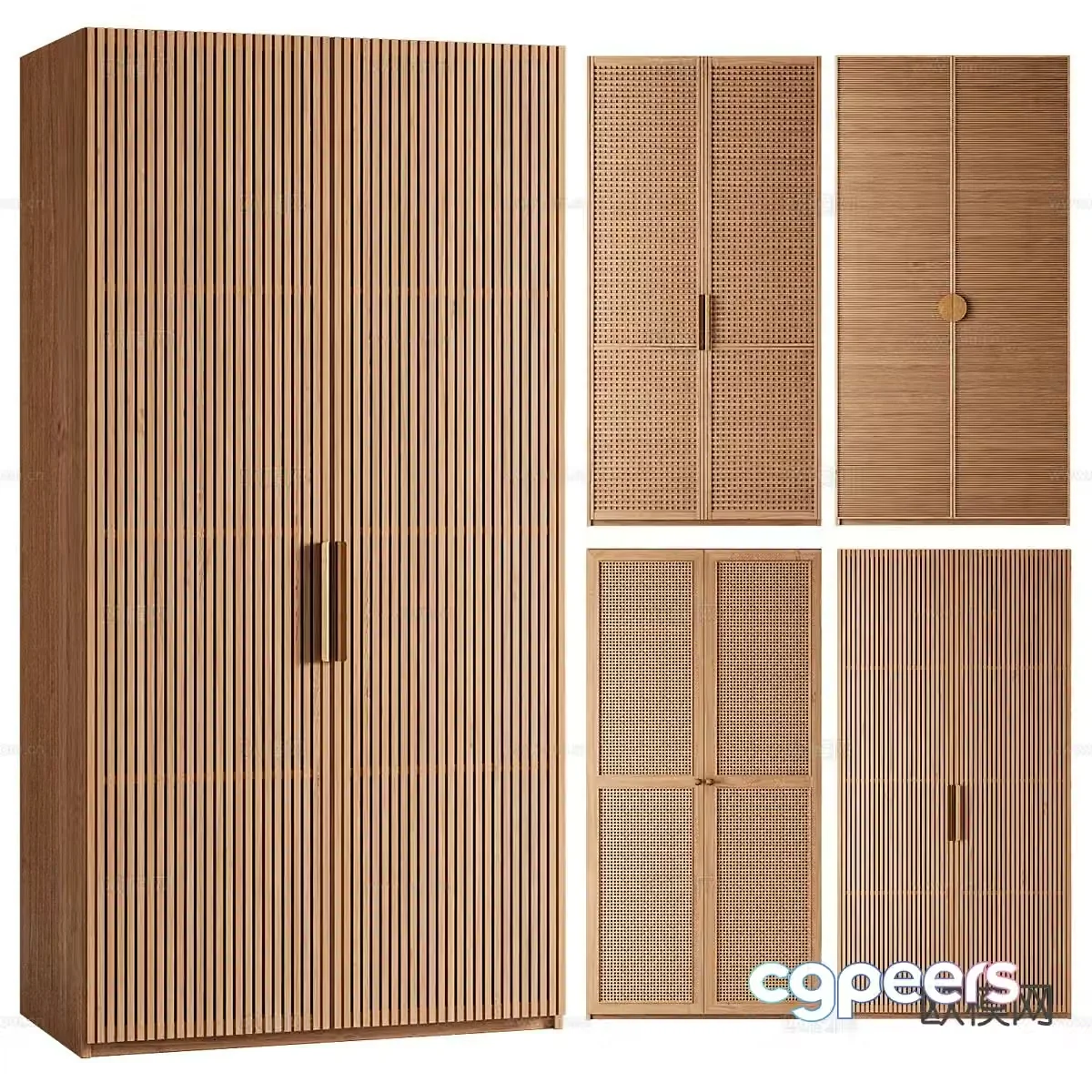 Modern rattan wardrobe solid wood wardrobe 3d model