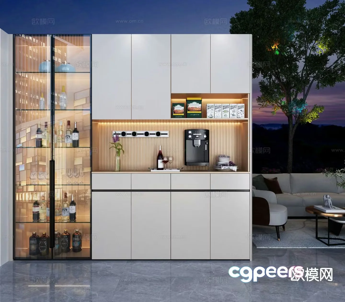 Modern wine cabinet sideboard 3d model