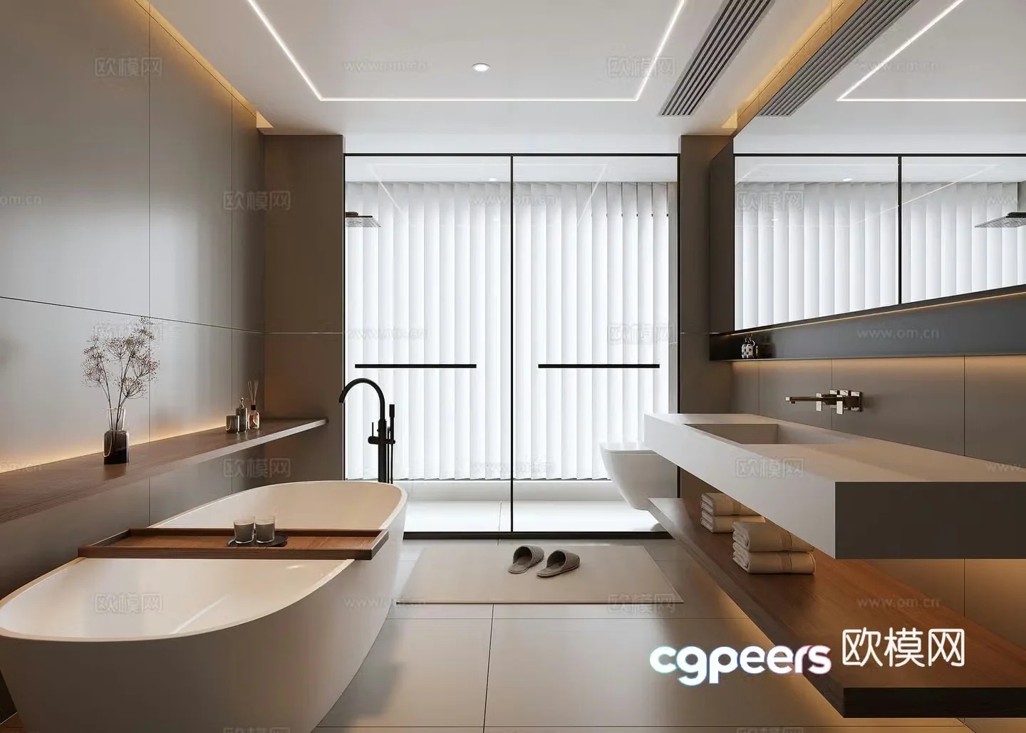Modern bathroom bathroom mirror bathroom cabinet bathtub decoration 3d model