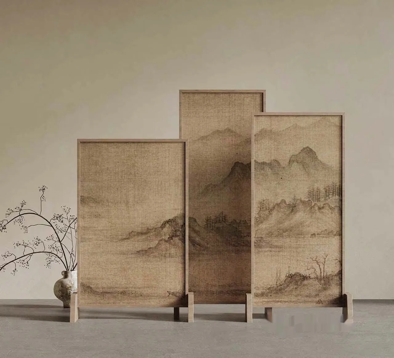 A Set Of Four Framed Paintings With A Minimalist Monochromatic Style 3D Model – 13216 – VRAY Render