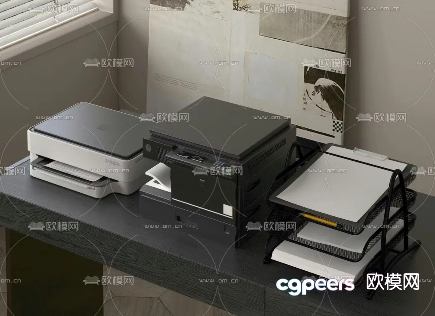 Printer copier fax machine office supplies stationery 3d model
