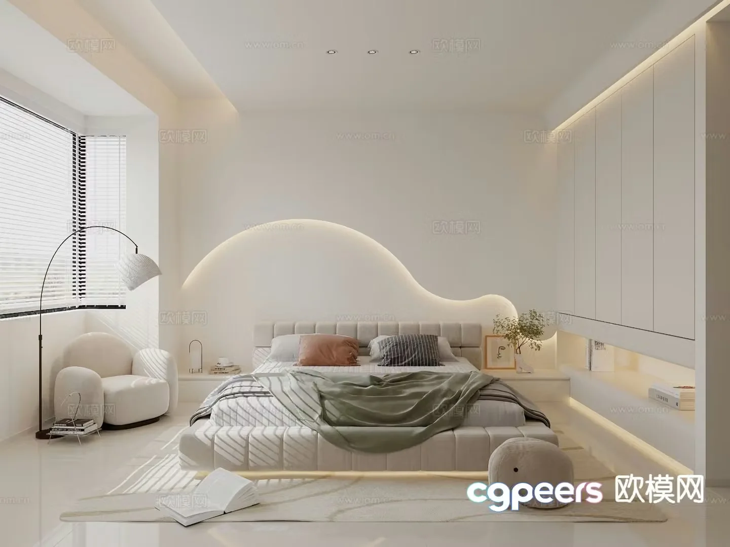 Cream style master bedroom bedroom 3d model
