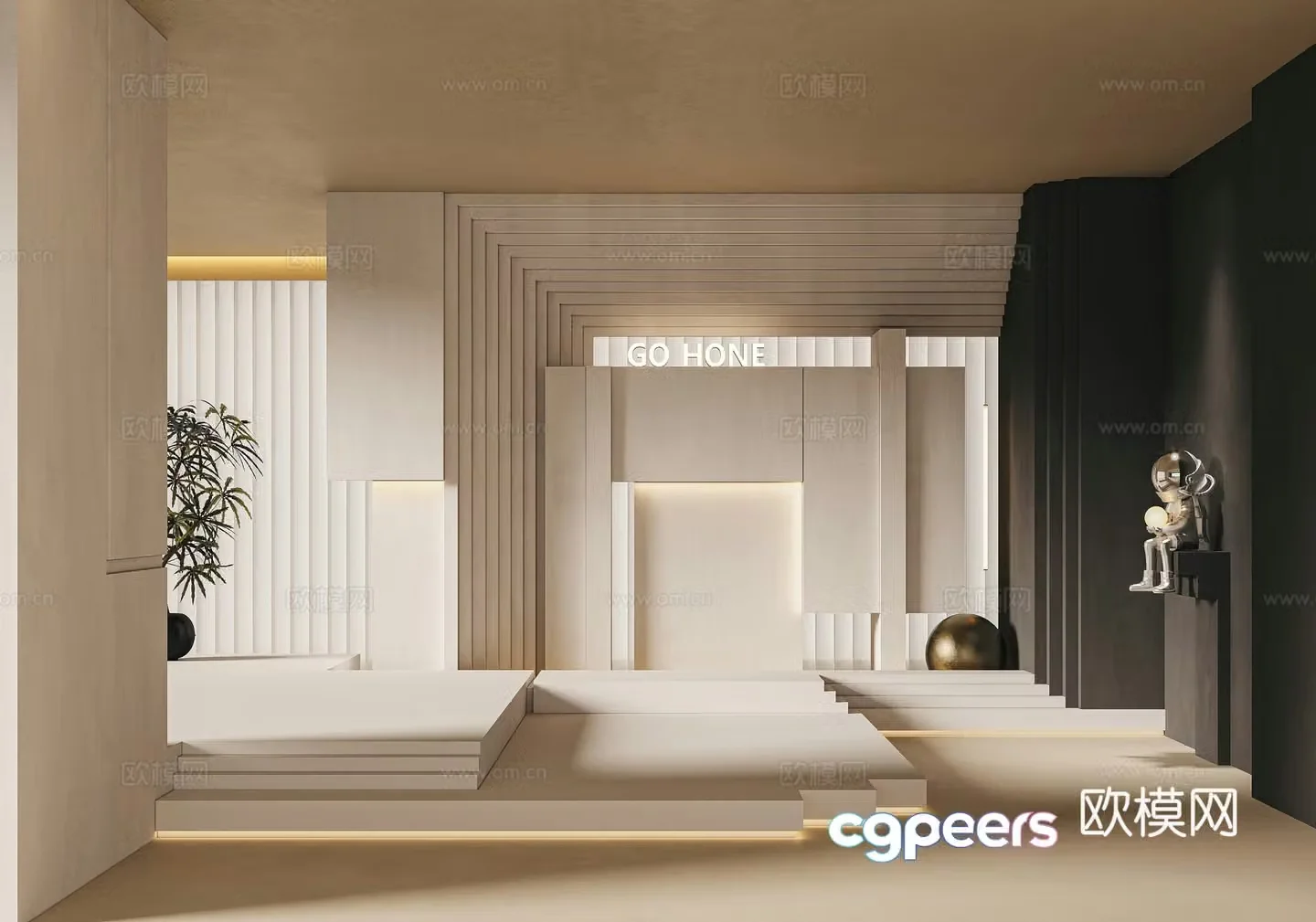 Modern Scapa Micro Cement Background Wall 3D Model
