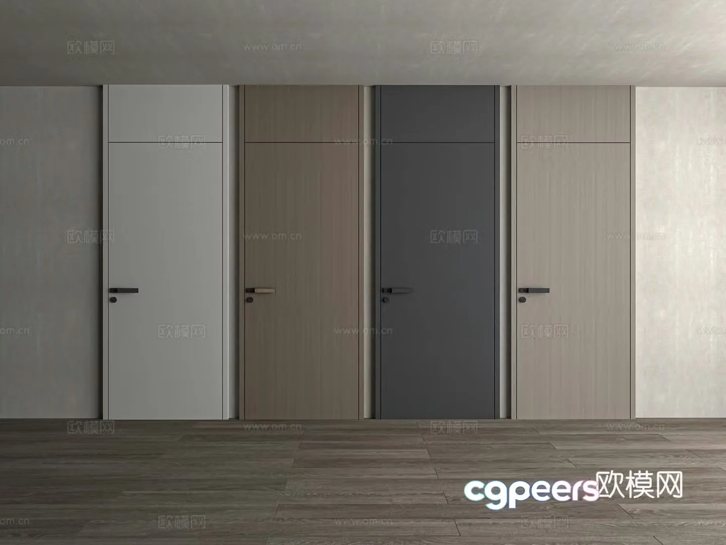 Modern through-top door flat door wooden door 3d model