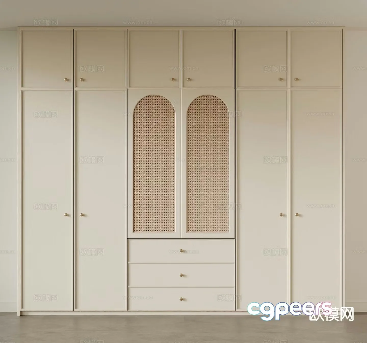 Cream style wardrobe wardrobe 3d model