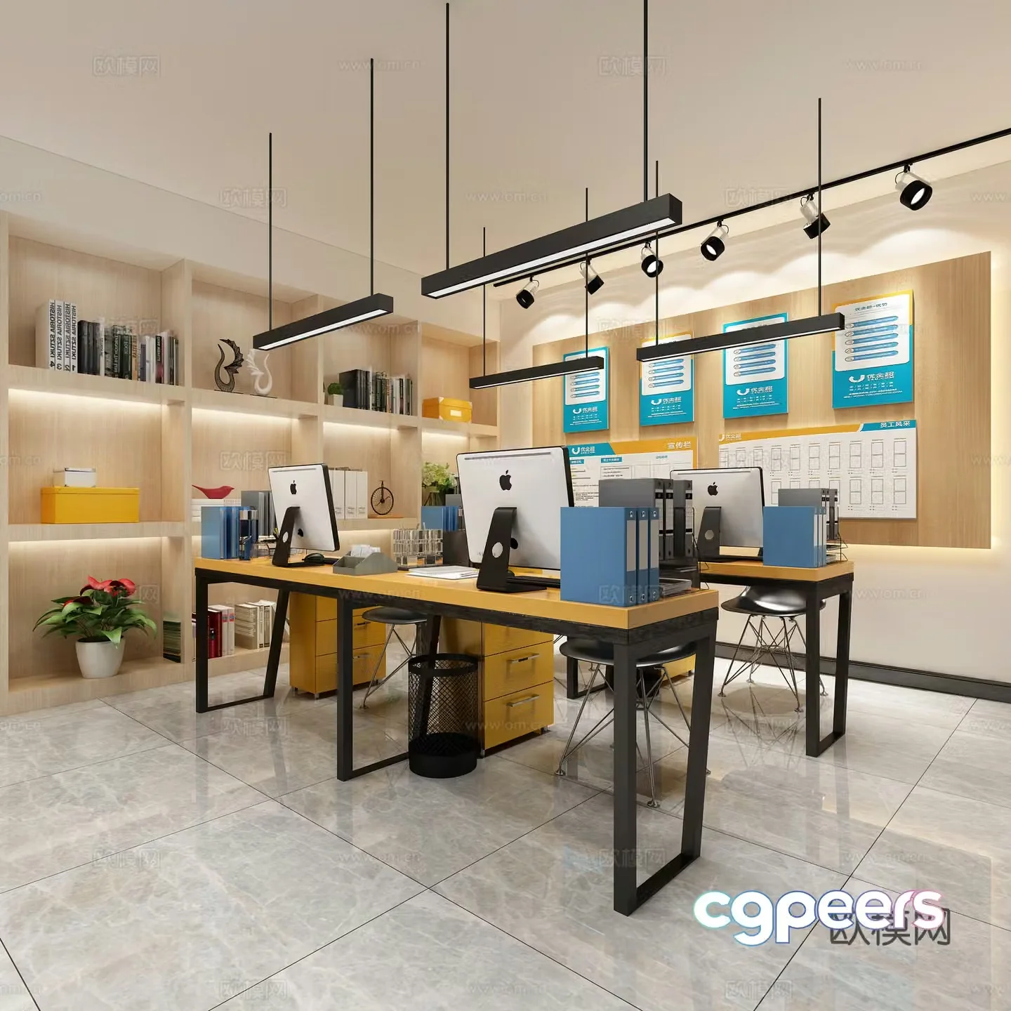 Public office area office 3d model