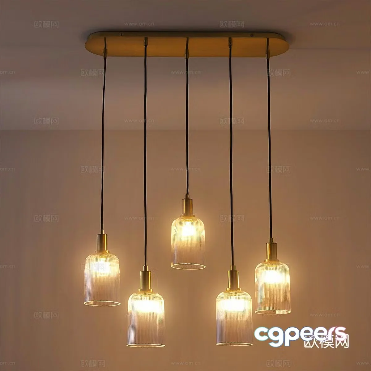 Modern multi-head chandelier 3d model