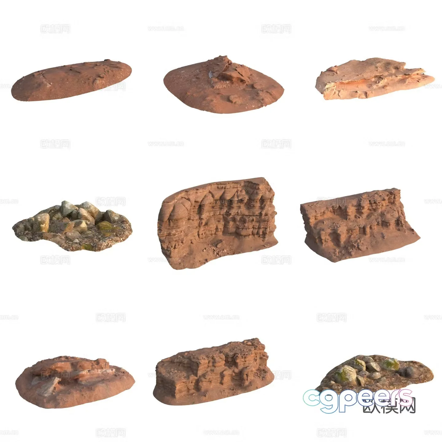 Sandstone large stone stone wall boulder stone pile 3d model