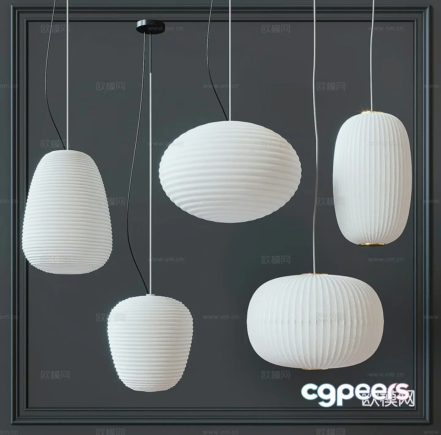 Wasabi New Chinese style Chandelier combination Lantern Paper Lantern 3D model