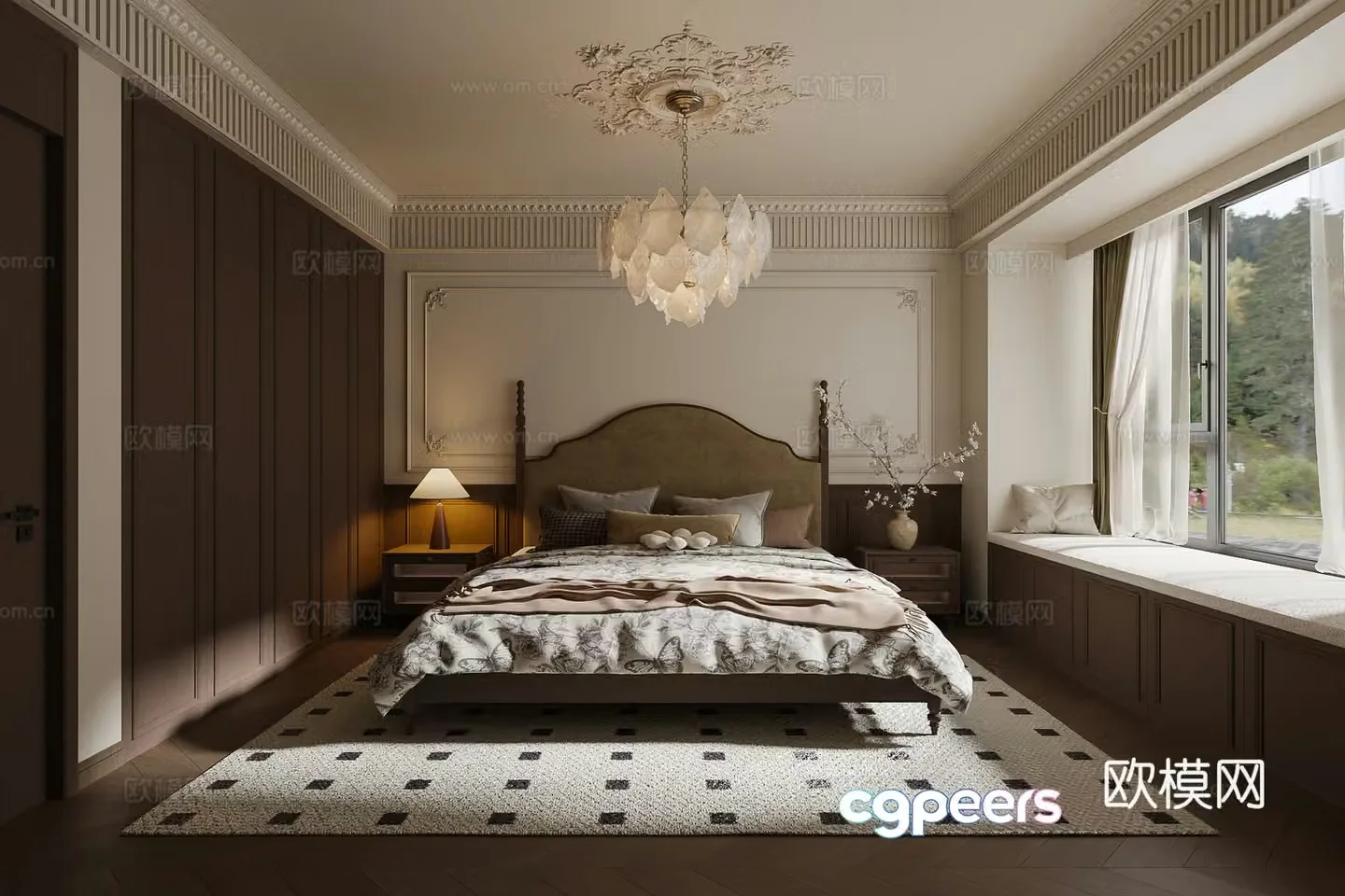 French retro bedroom master bedroom 3d model