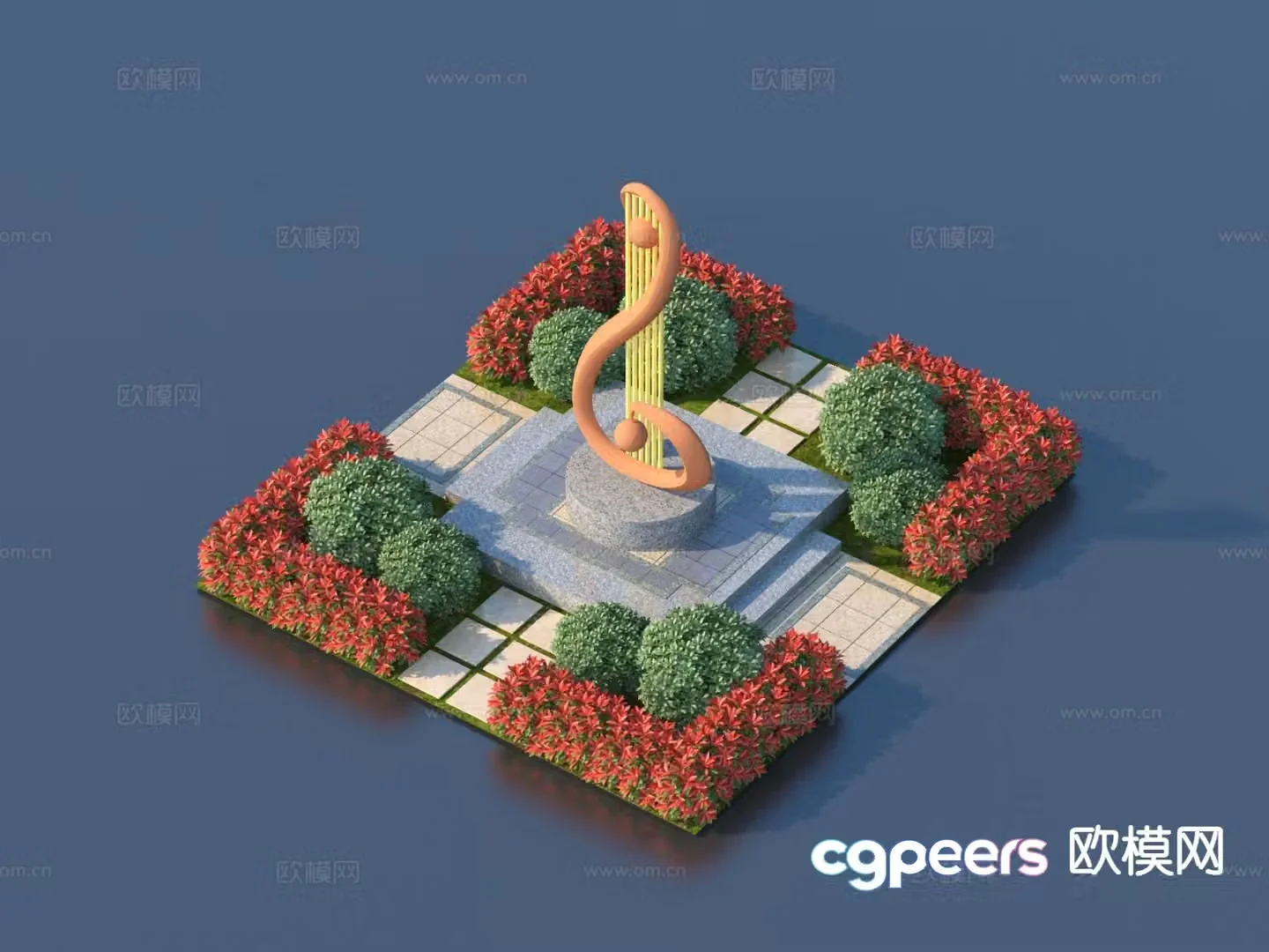 Flower pond chair landscape sculpture sketch 3D model