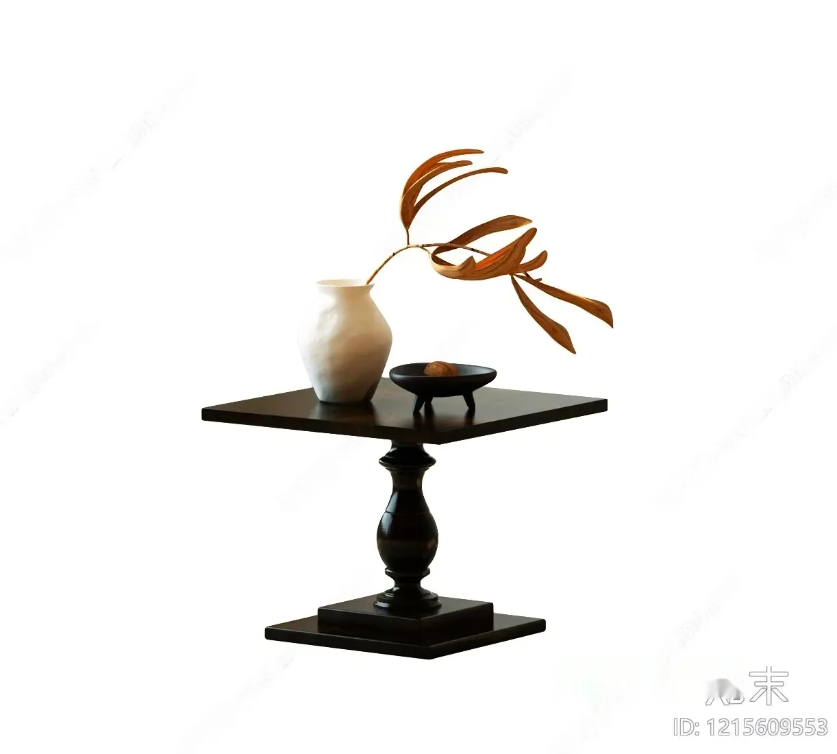 A Small Table With A Vase And Bowl On It 3D Model – 14494 – VRAY Render