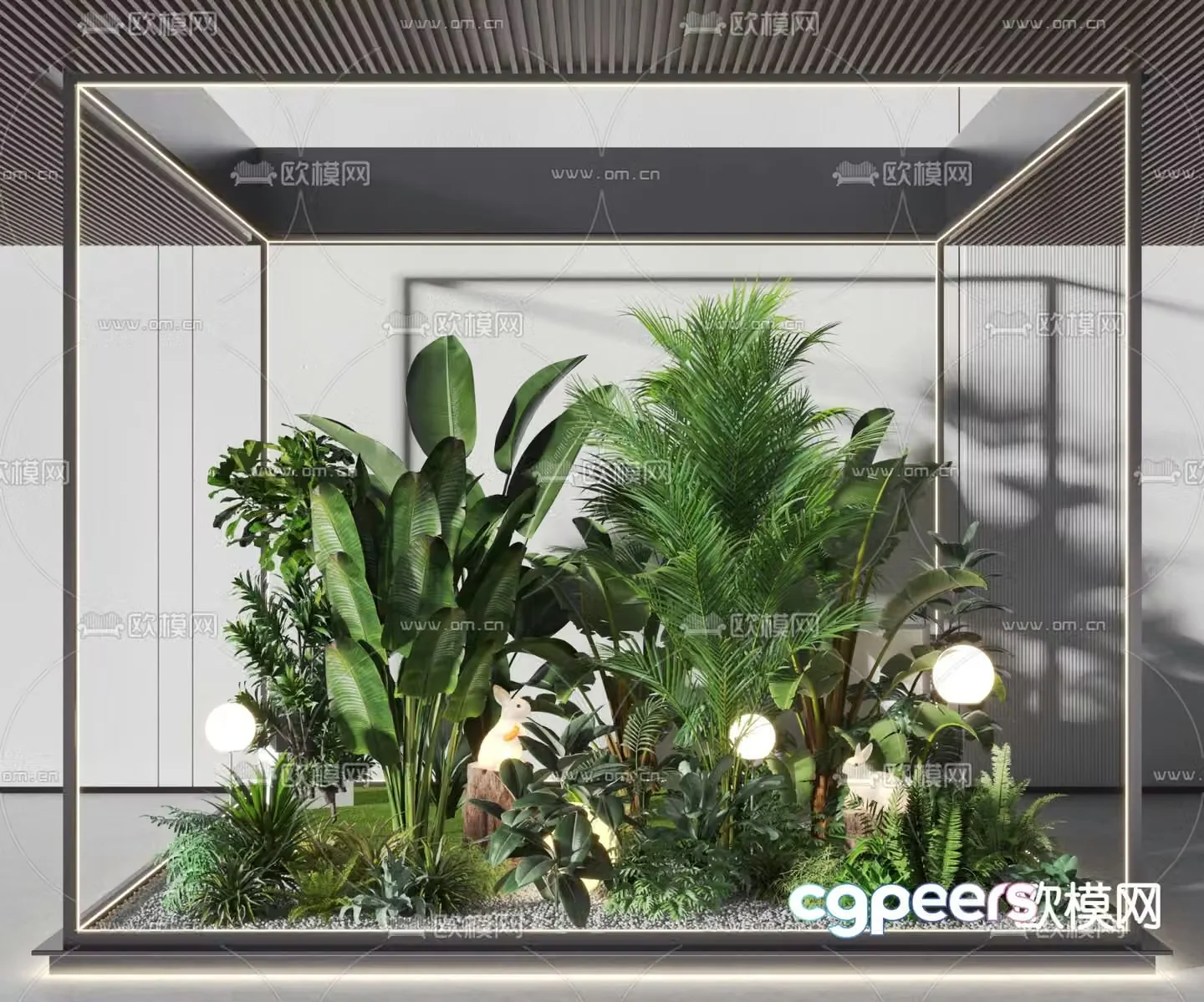 Indoor landscape plant landscaping glass cover 3d model