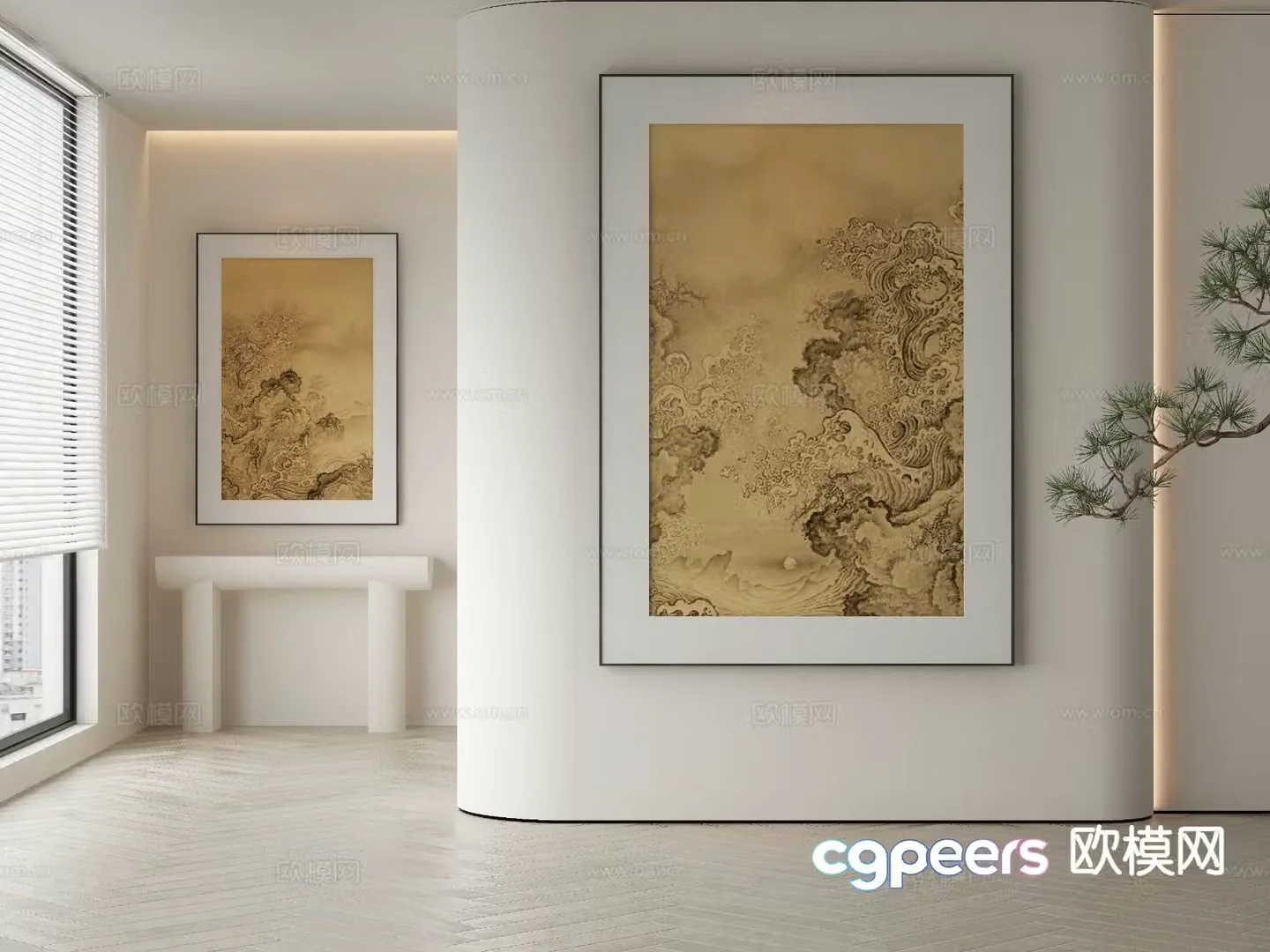New Chinese style decorative painting Chinese painting Zen hanging painting 3D model
