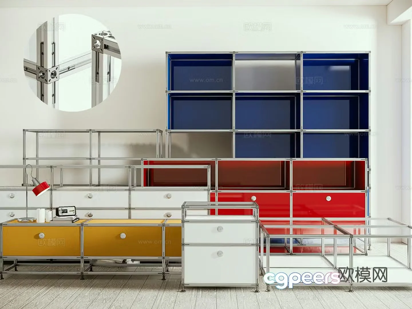 Modern aluminum profile file cabinet Bauhaus coffee table bookcase porch cabinet side cabinet dining side cabinet electric 3D model