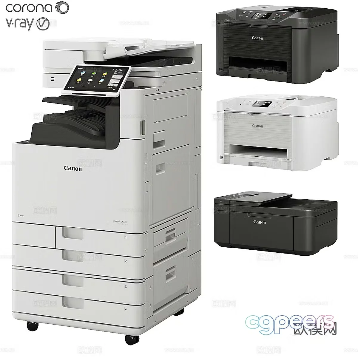 Large printer Small printer Mini printer Copier Office equipment 3D model